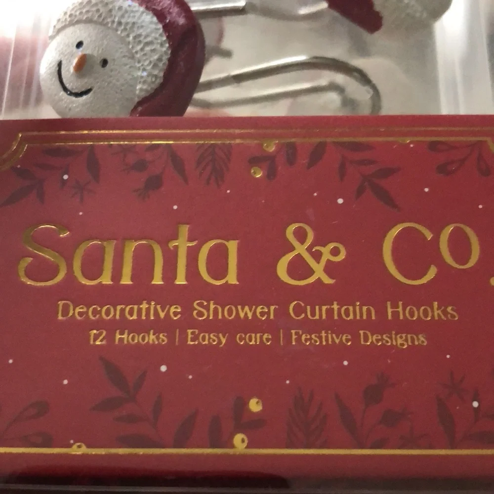 Decorative SANTA Shower Curtain Hooks